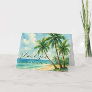 Carte De Remerciements Mariage Estival sur la Plage Tropicale Côtière
