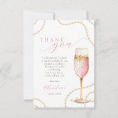 Carte De Remerciements Mariage et Perles de Prosecco en Or Rose (Devant)