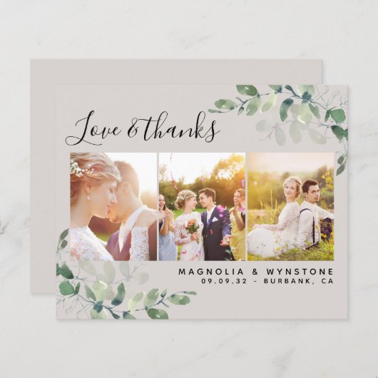 Carte de remerciements Mariage Eucalyptus (Devant / Derrière)