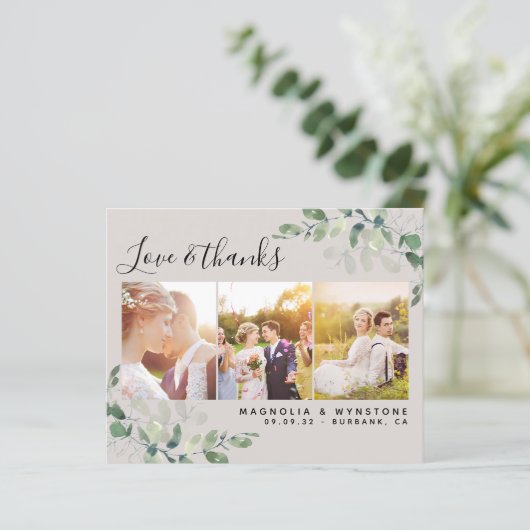 Carte de remerciements Mariage Eucalyptus (Debout devant)