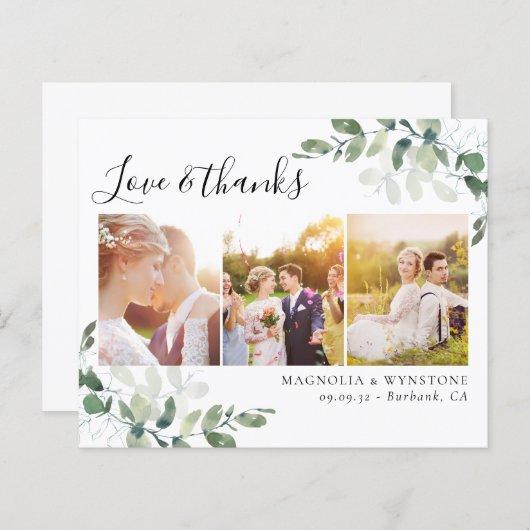 Carte de remerciements Mariage Eucalyptus (Devant / Derrière)