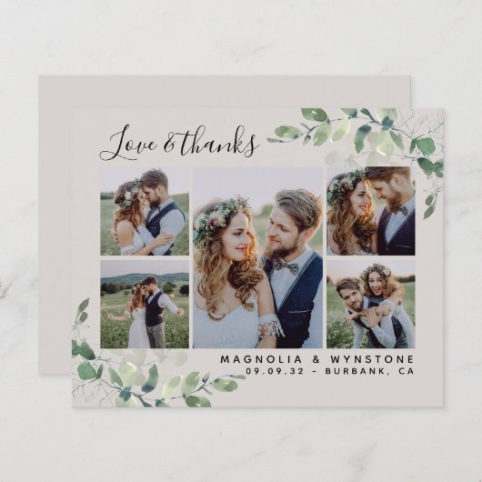 Carte de remerciements Mariage Eucalyptus (Devant / Derrière)