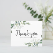 CARTE DE REMERCIEMENTS Mariage Eucalyptus BUDGET (Debout devant)