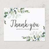 CARTE DE REMERCIEMENTS Mariage Eucalyptus BUDGET (Devant)