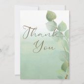 Carte De Remerciements Mariage Eucalyptus de l'aquarelle verte (Devant)