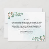 Carte De Remerciements Mariage Eucalyptus vert et Fleurs de coton (Dos)