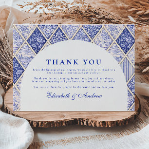 Carte De Remerciements Mariage européen en carreaux de Delft