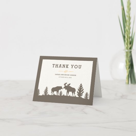 Carte De Remerciements Mariage extérieur Rustic Moose (Devant)