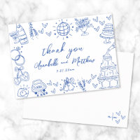 Mariage Fantaisiste Bleu Dessiné à la Main