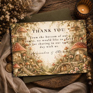 Carte De Remerciements Mariage Fantaisiste en Forêt de Champignons