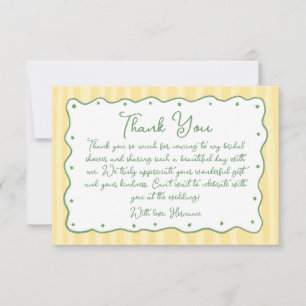 Carte De Remerciements Mariage Fantaisiste Jaune Vert Peint à la Main