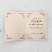 Carte De Remerciements Mariage Félicitations Damask sur Pink Card (Intérieur)