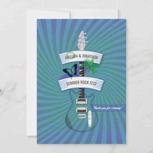 Carte De Remerciements Mariage Festival de Rock d'Été (Devant)