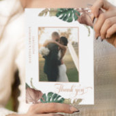 Carte De Remerciements Mariage Feuille de bronze vert tropical