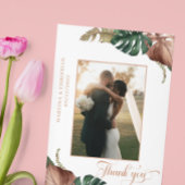 Carte De Remerciements Mariage Feuille de bronze vert tropical