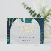 Carte de remerciements Mariage Feuille de palme ex (Debout devant)