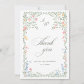 Carte De Remerciements Mariage Fleur de Roses Pastel de Prairie (Devant)