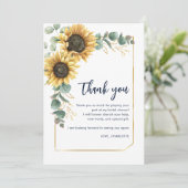 Carte De Remerciements Mariage Fleur de Tournesol Script (Debout devant)