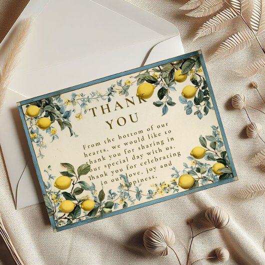 Carte De Remerciements Mariage Fleur d'Oranger Dorée