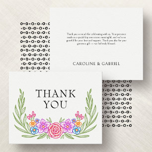 Carte De Remerciements Mariage Fleur Florale Colorée de Fête