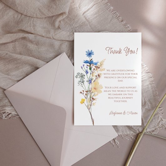 Carte De Remerciements Mariage fleur sauvage