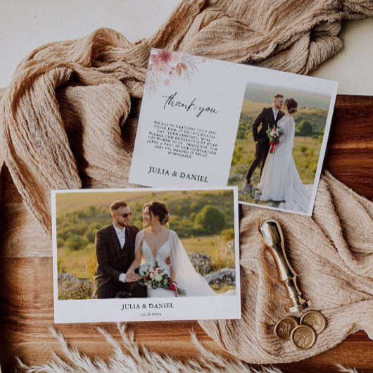 Carte de remerciements Mariage fleur sauvage