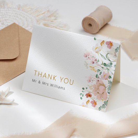 Carte de remerciements Mariage fleur sauvage