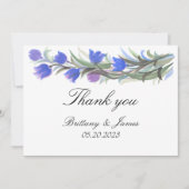 Carte De Remerciements Mariage fleur sauvage bleu sauge vert (Devant)