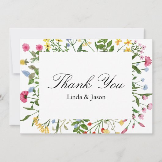 Carte de remerciements Mariage Fleur sauvage color (Devant)