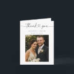 Carte De Remerciements Mariage Fleur sauvage de jardin boho romantique<br><div class="desc">Express votre gratitude dans le style avec ce carte de remerciements mariage personnalisé, avec votre photo préférée sur le devant avec élégant script moderne qui dit "merci". La conception inclut vos noms et date de mariage pour une conservation significative. A l'intérieur, un délicat spray de fleurs sauvages d'aquarelle peint à...</div>
