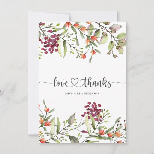 Carte de remerciements Mariage fleur sauvage Meado (Devant)