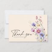 Carte De Remerciements Mariage Fleur sauvage moderne Whimsical (Devant)