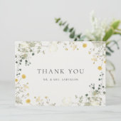 Carte De Remerciements Mariage Fleur sauvage neutre élégant (Debout devant)