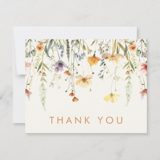 Carte De Remerciements Mariage Fleur sauvage rustique (Devant)