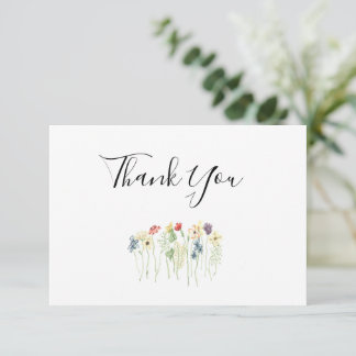 Carte de remerciements Mariage Fleur sauvage simpl