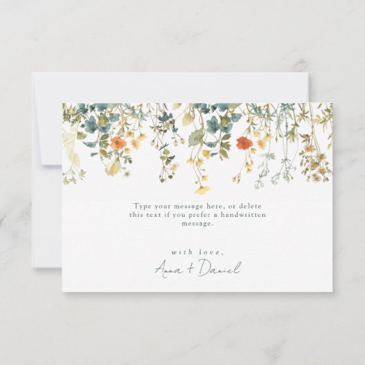 Carte De Remerciements Mariage Fleur sauvage turquoise (Dos)