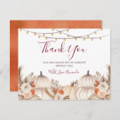 Carte De Remerciements Mariage Fleuriste de Citrouille de Crème Blanche & (Devant / Derrière)