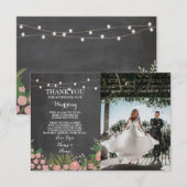 Carte de Remerciements Mariage Fleurs de Craie Pic (Devant / Derrière)