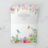 Carte De Remerciements Mariage. Fleurs lys et oiseaux (Intérieur)