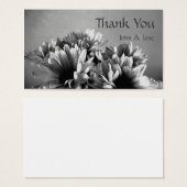 Carte de remerciements Mariage Fleurs noir et blan (Devant & derrière)