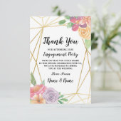 Carte de Remerciements Mariage Fleurs Or (Debout devant)