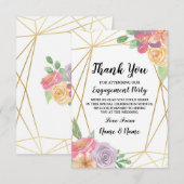 Carte de Remerciements Mariage Fleurs Or (Devant / Derrière)