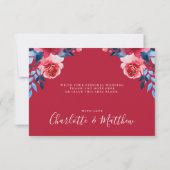 Carte de remerciements Mariage Fleurs rouges aquar (Dos)