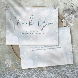 Carte De Remerciements Mariage Flocons de Neige Merveilleux Hiver