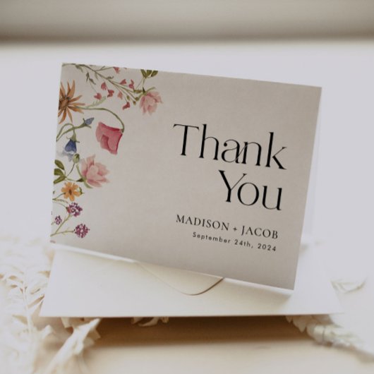 Carte de remerciements mariage Floral