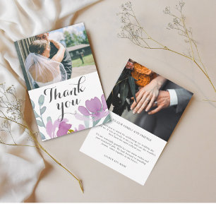 Carte De Remerciements Mariage Floral Aquarelle Rose Moderne