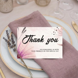 Carte De Remerciements Mariage Floral Aquarelle Rose Poussiéreux & Mauve