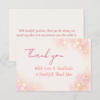 Carte De Remerciements Mariage Floral Aquarelle Rose Rêveur