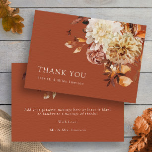Carte De Remerciements Mariage Floral Aquarelle Terracotta Copper Fall