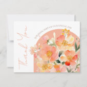 Carte De Remerciements Mariage Floral Arch Orange Peach moderne (Devant)